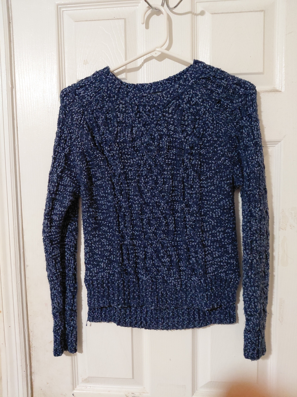Women's Navy Textured Crewneck Sweater